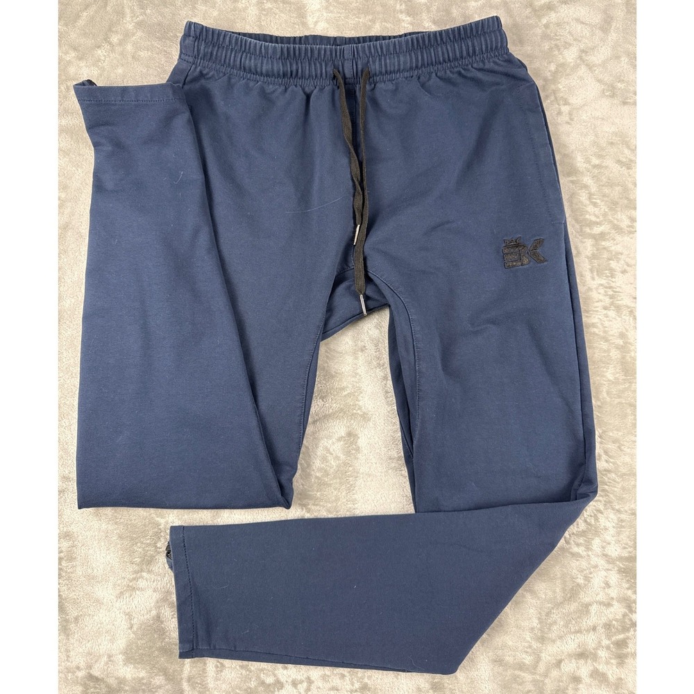 BK Mens Navy Blue Zippered Ankle Cuff Jogger Pants Athletic Slim Fit Size M